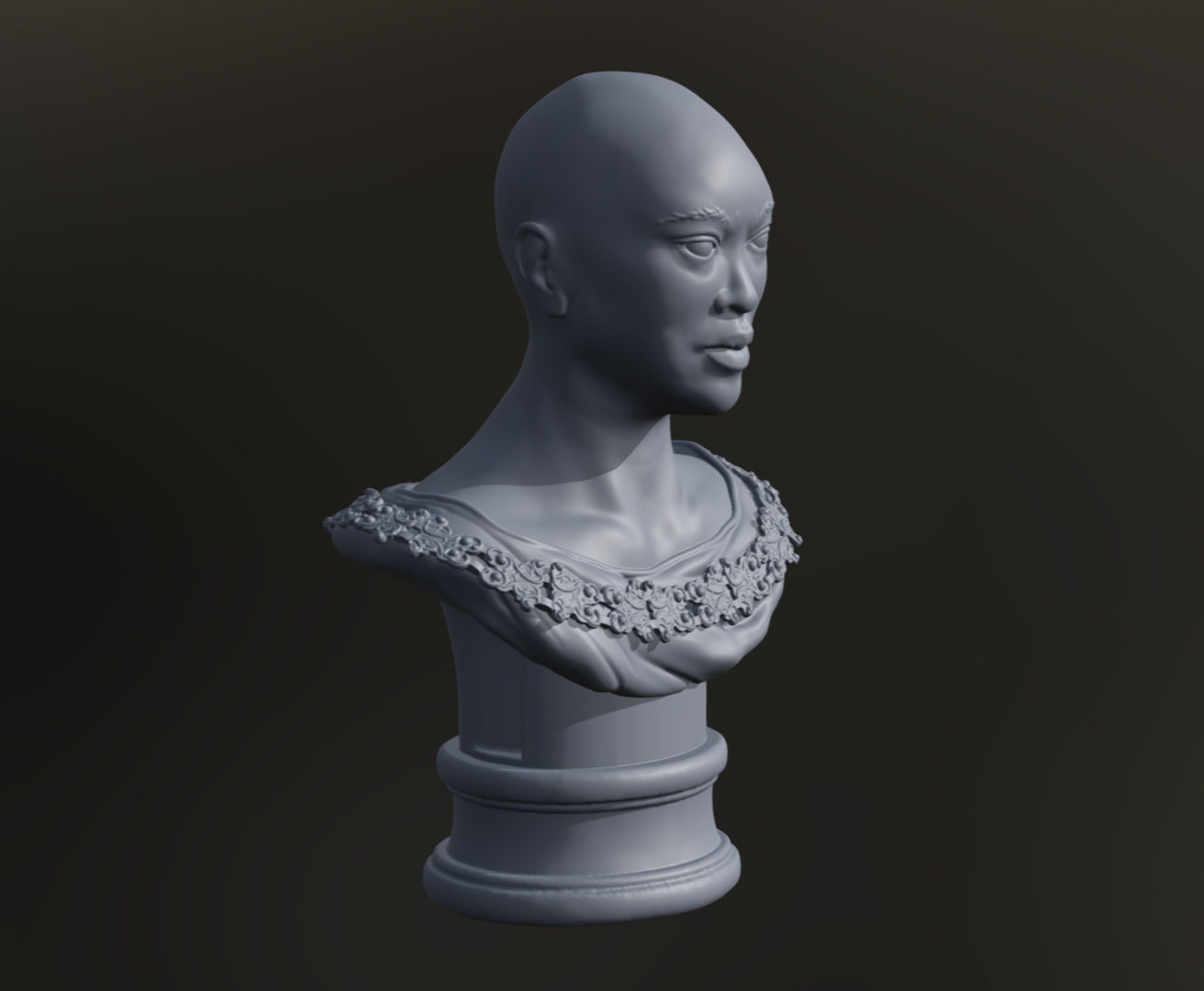 3D Printable Statuette - Woman with Necklace 3D print model_2