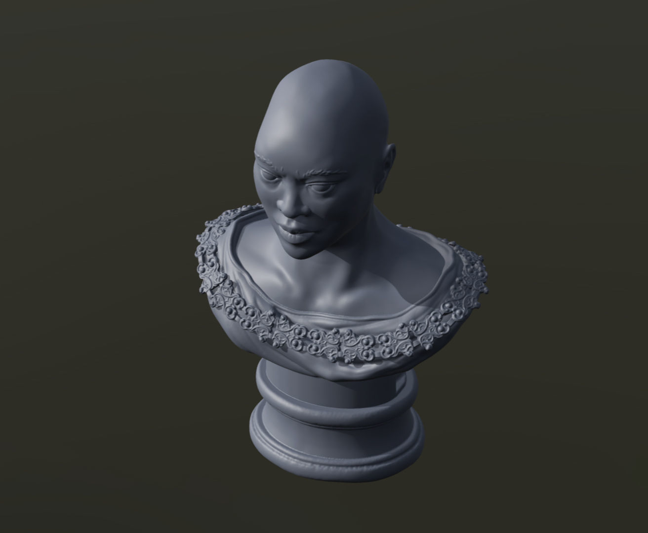 3D Printable Statuette - Woman with Necklace 3D print model_1
