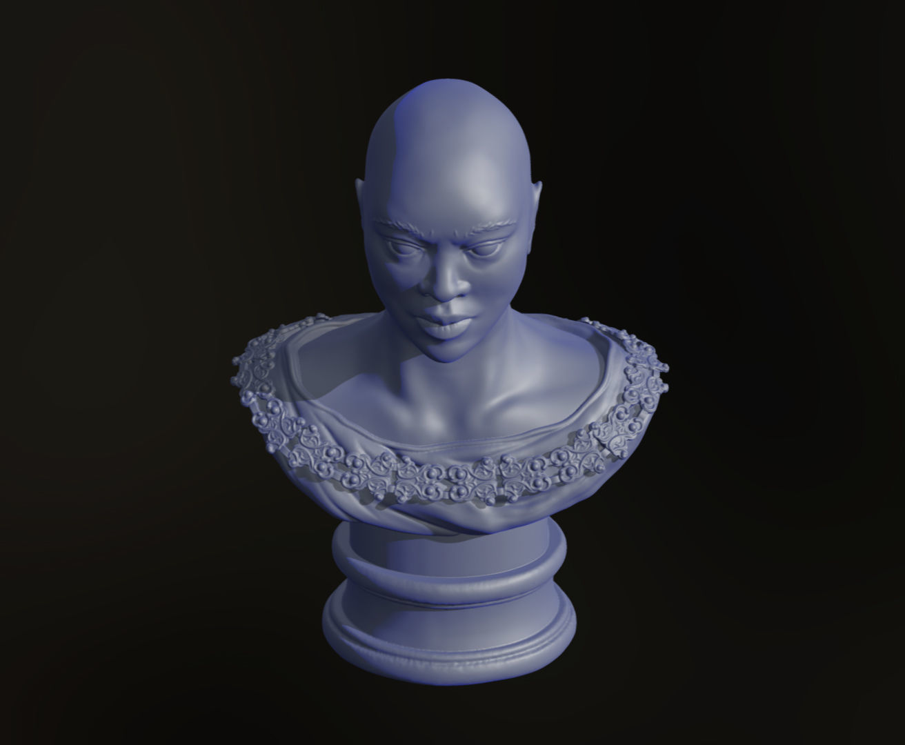 3D Printable Statuette - Woman with Necklace 3D print model_4