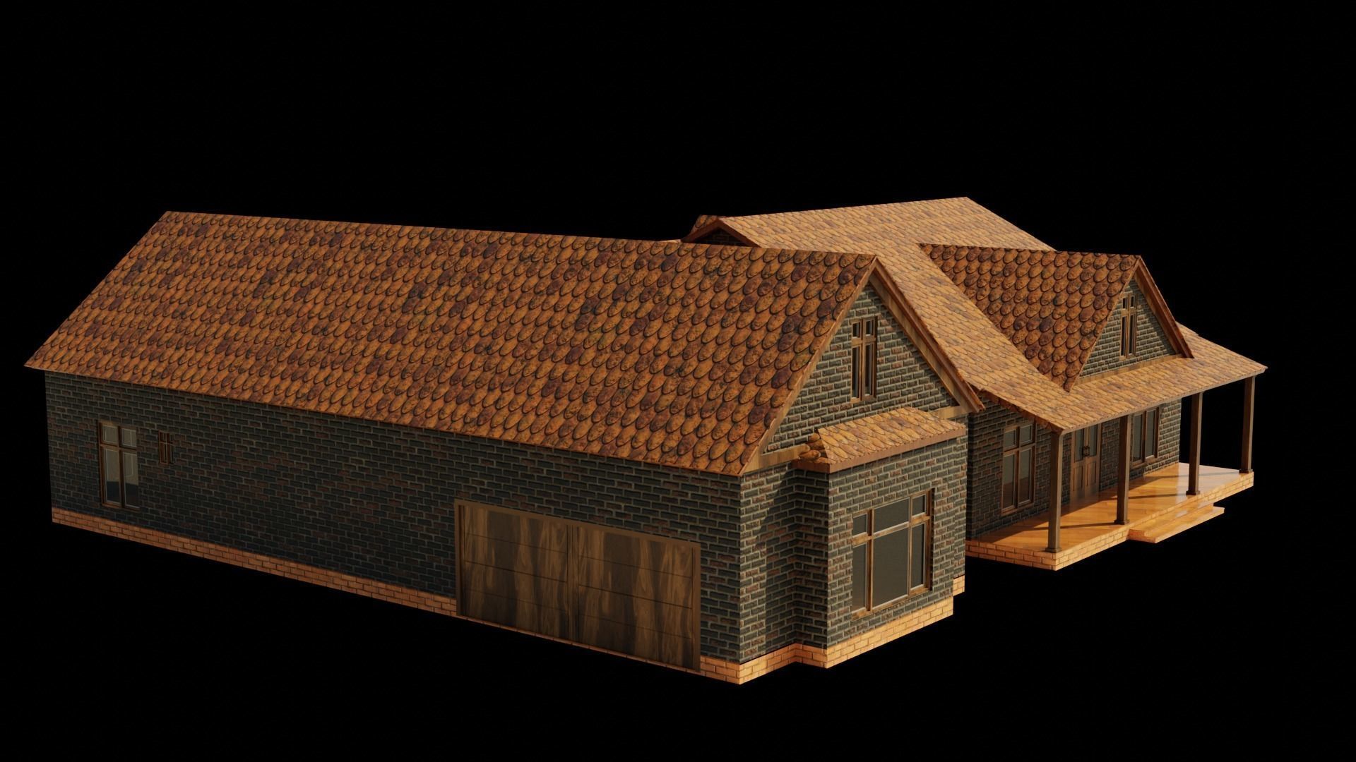 American house Low-poly 3D model_6