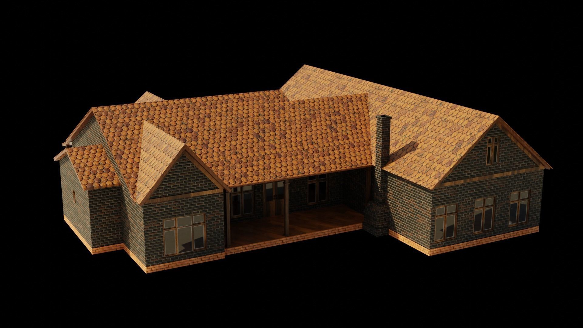 American house Low-poly 3D model_2
