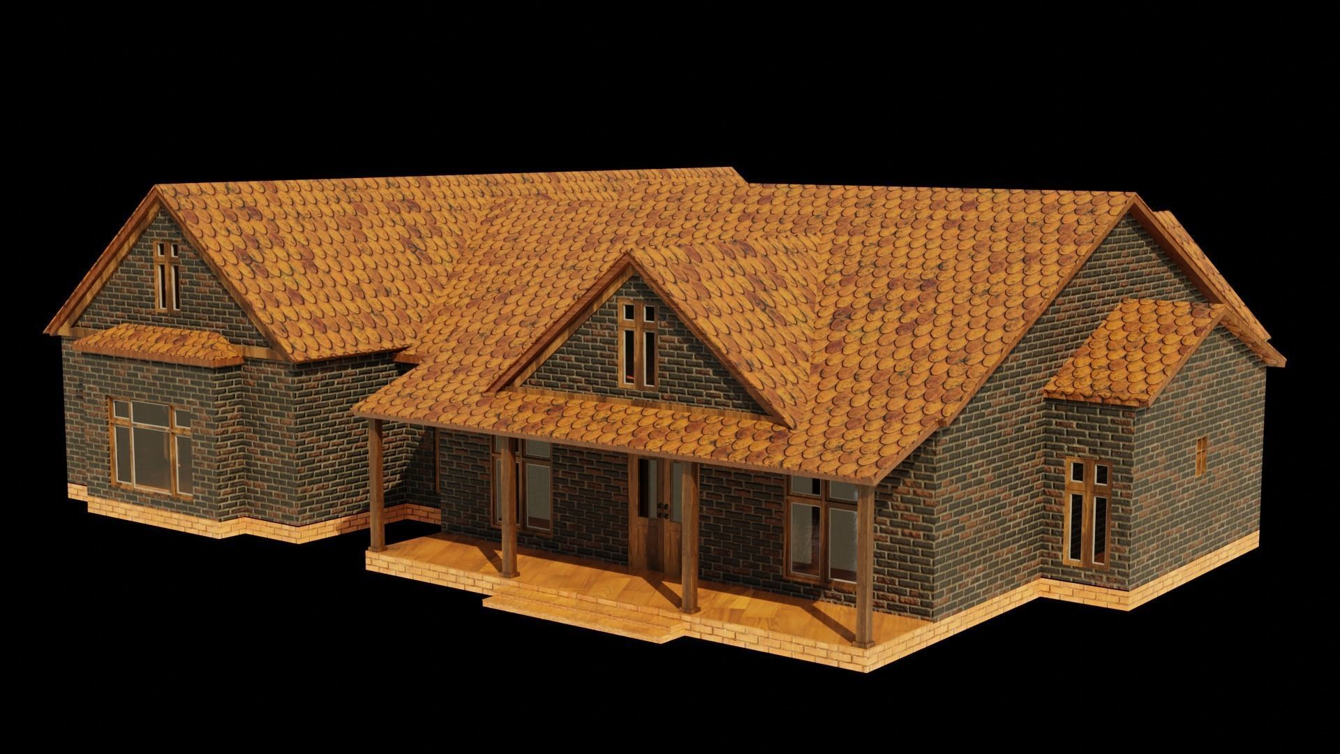 American house Low-poly 3D model_3