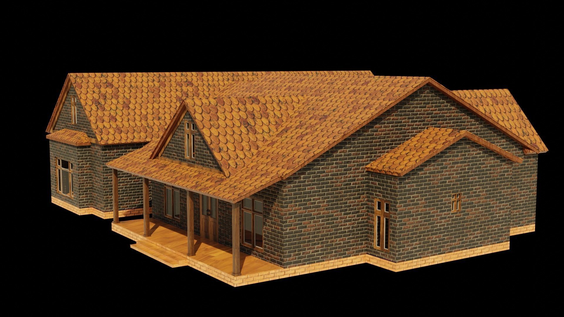 American house Low-poly 3D model_7