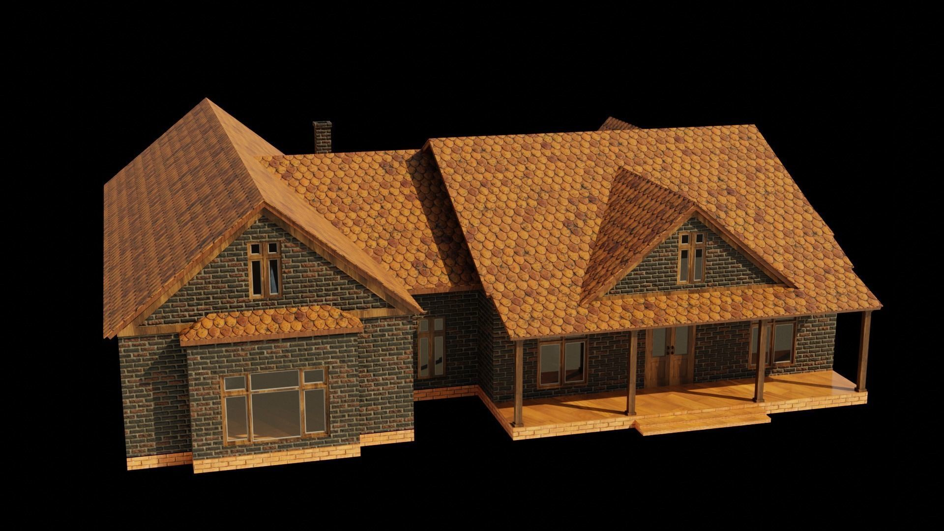 American house Low-poly 3D model_5