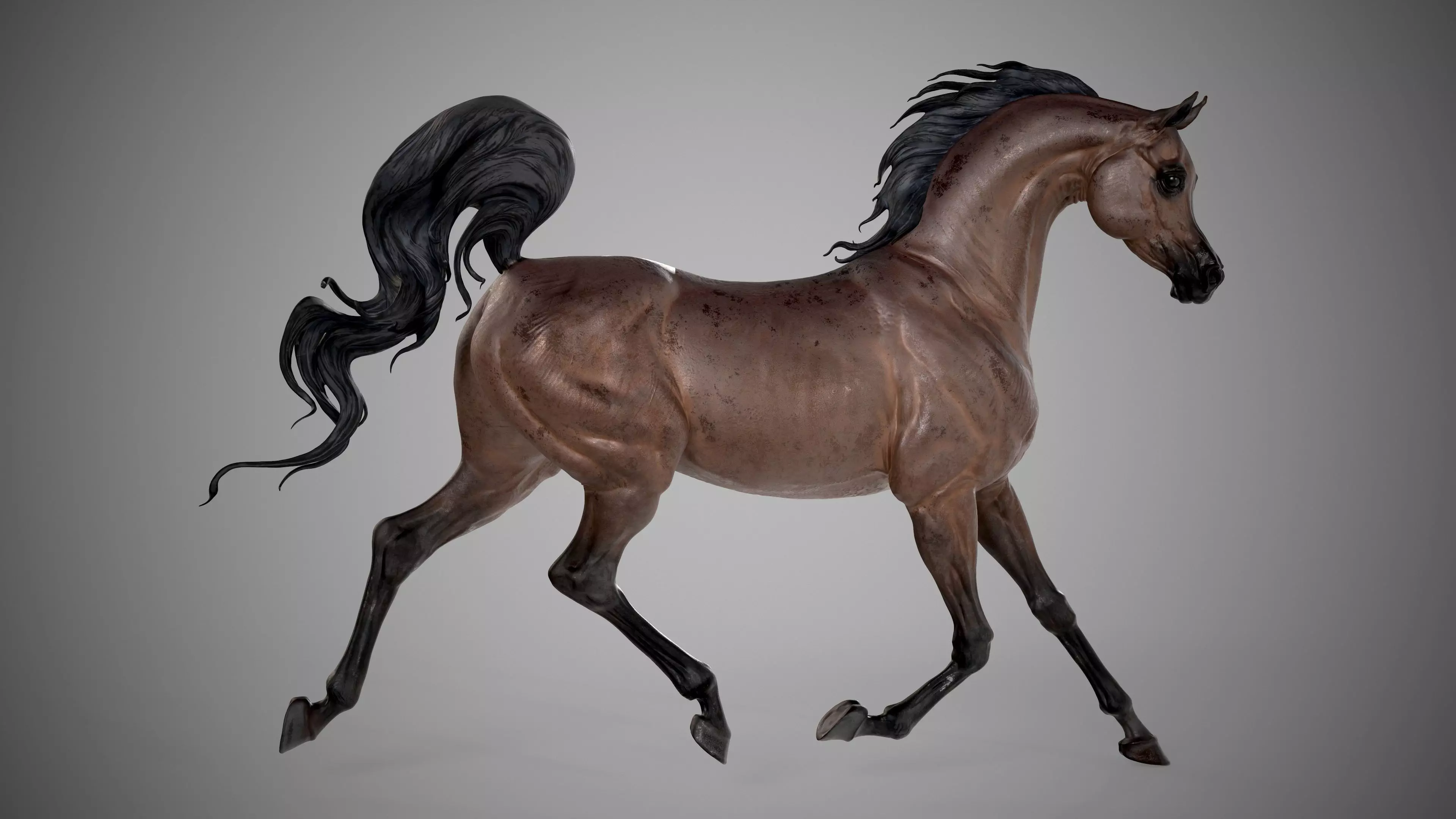 Running Arabian horse - 3D Sculpting - High Poly 3D print model