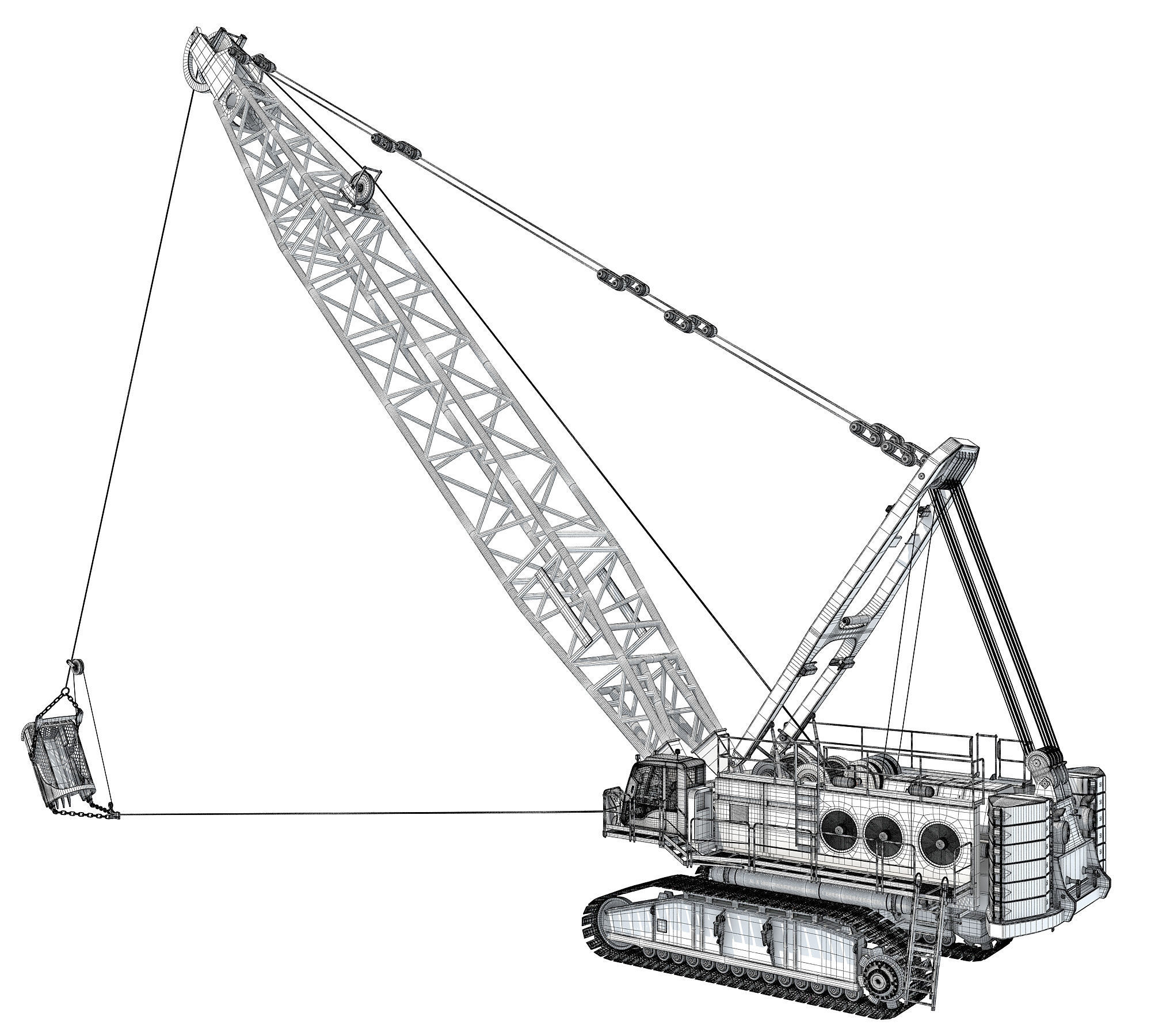 Dragline Excavator Mining Construction Machinery 3D model_22