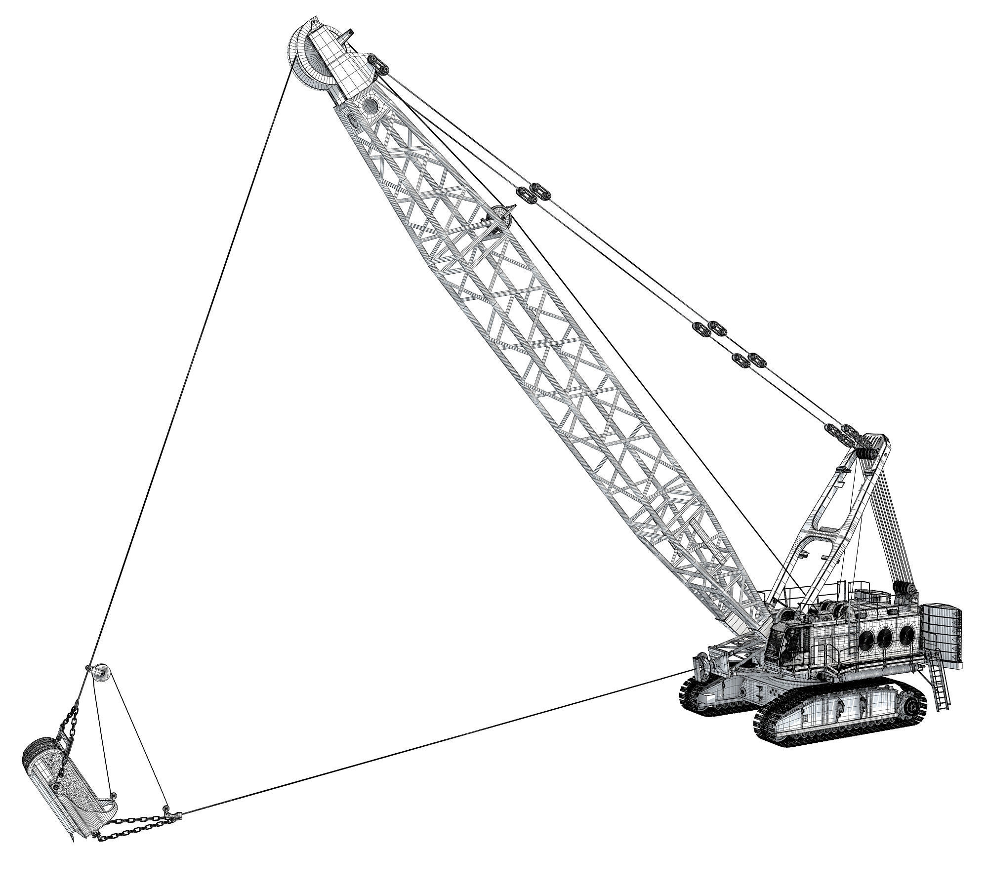 Dragline Excavator Mining Construction Machinery 3D model_21