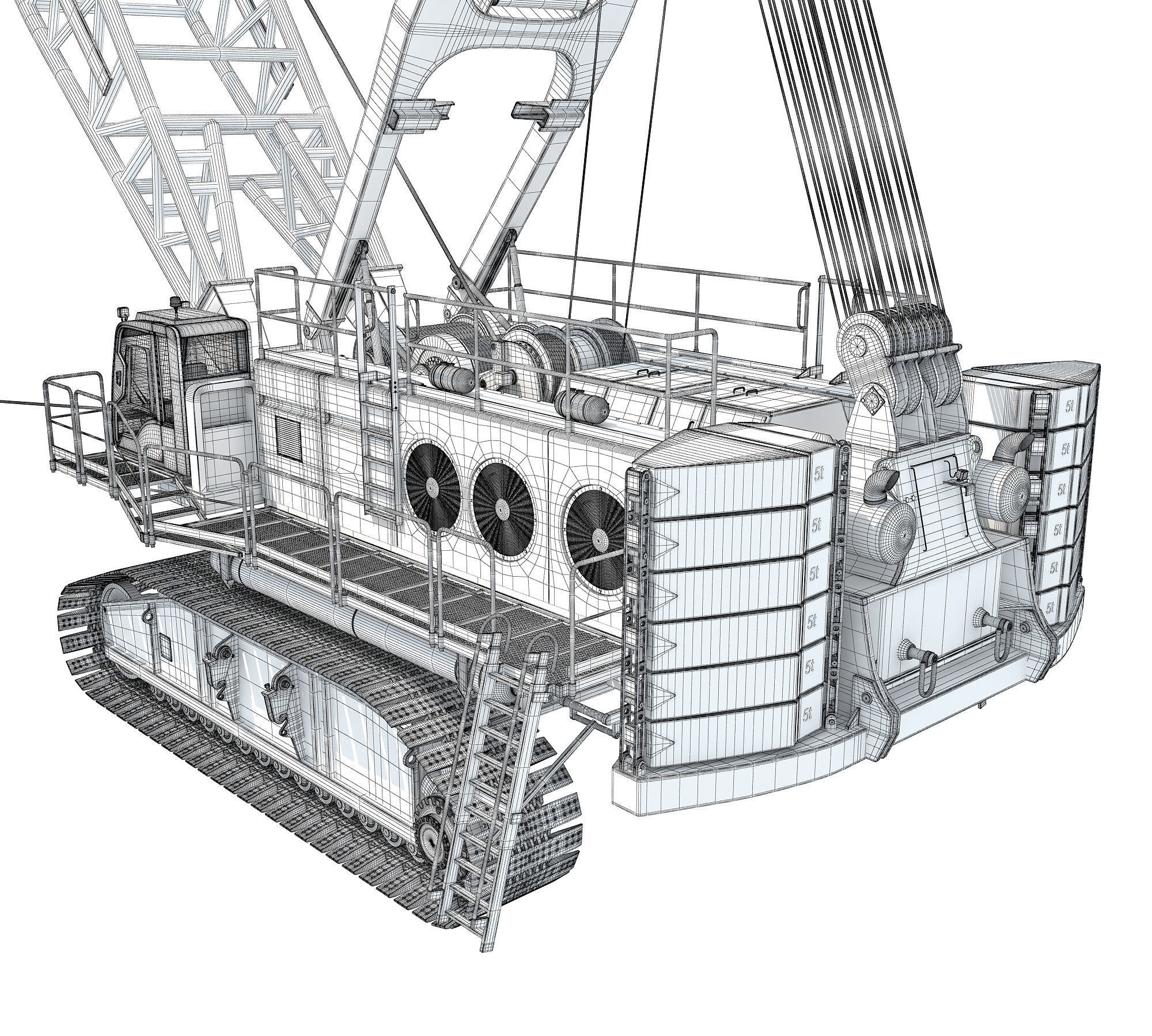 Dragline Excavator Mining Construction Machinery 3D model_25