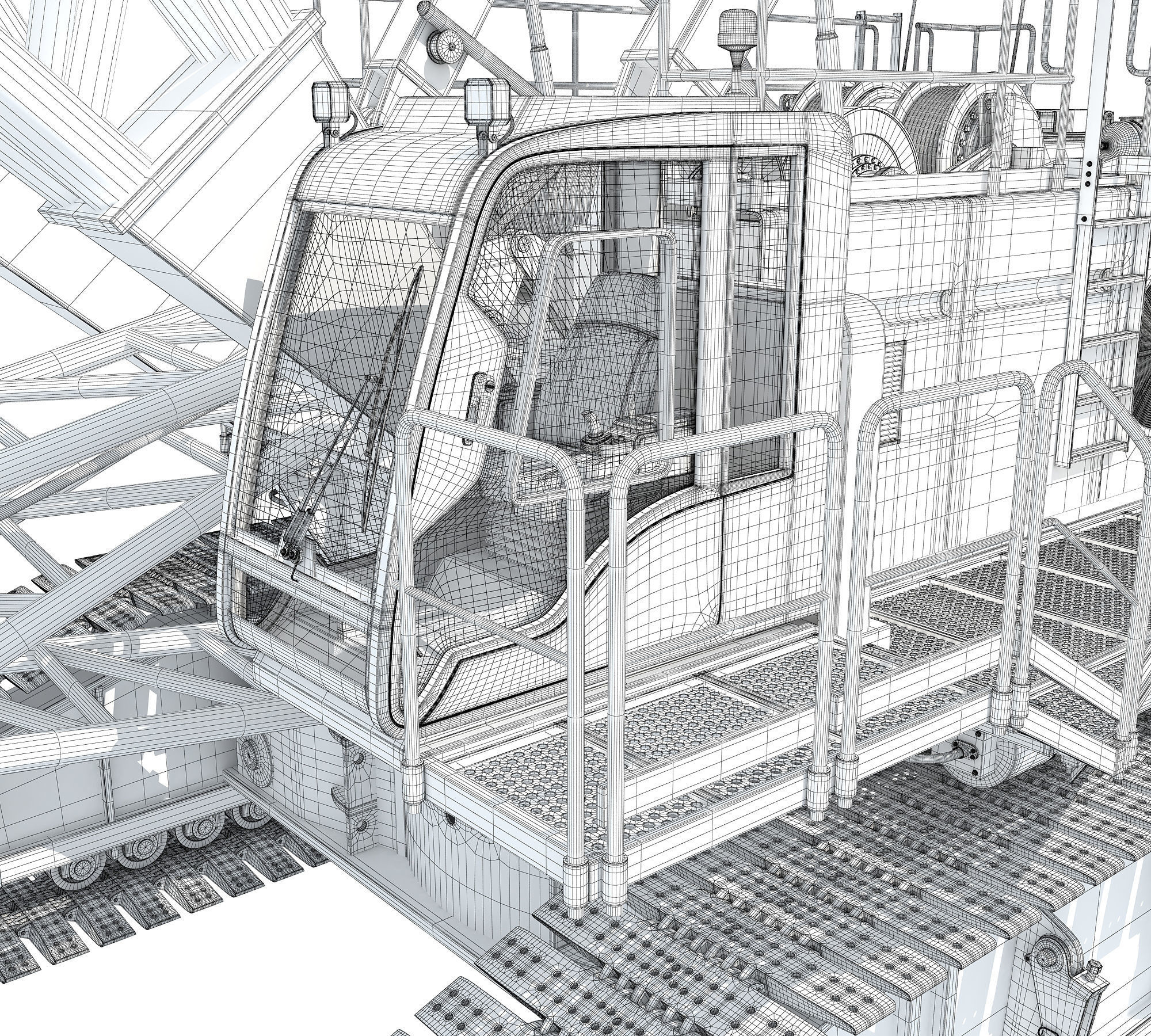Dragline Excavator Mining Construction Machinery 3D model_28
