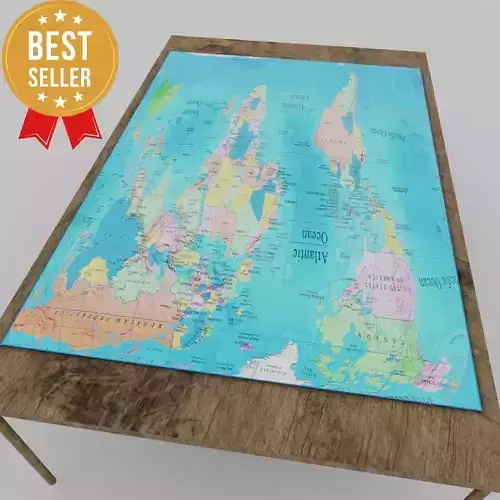 World map table Low-poly 3D model
