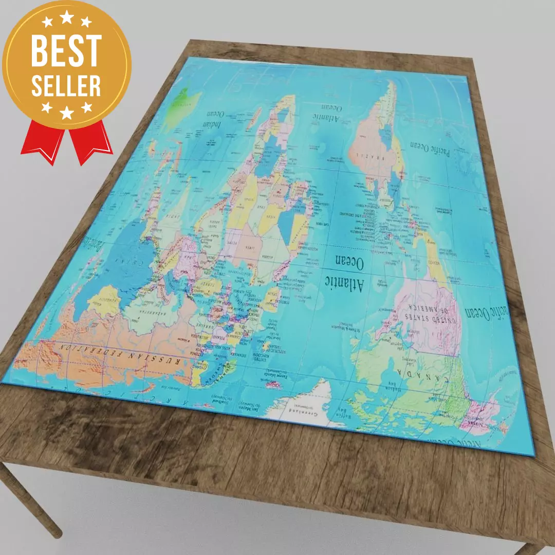 World map table Low-poly 3D model_0