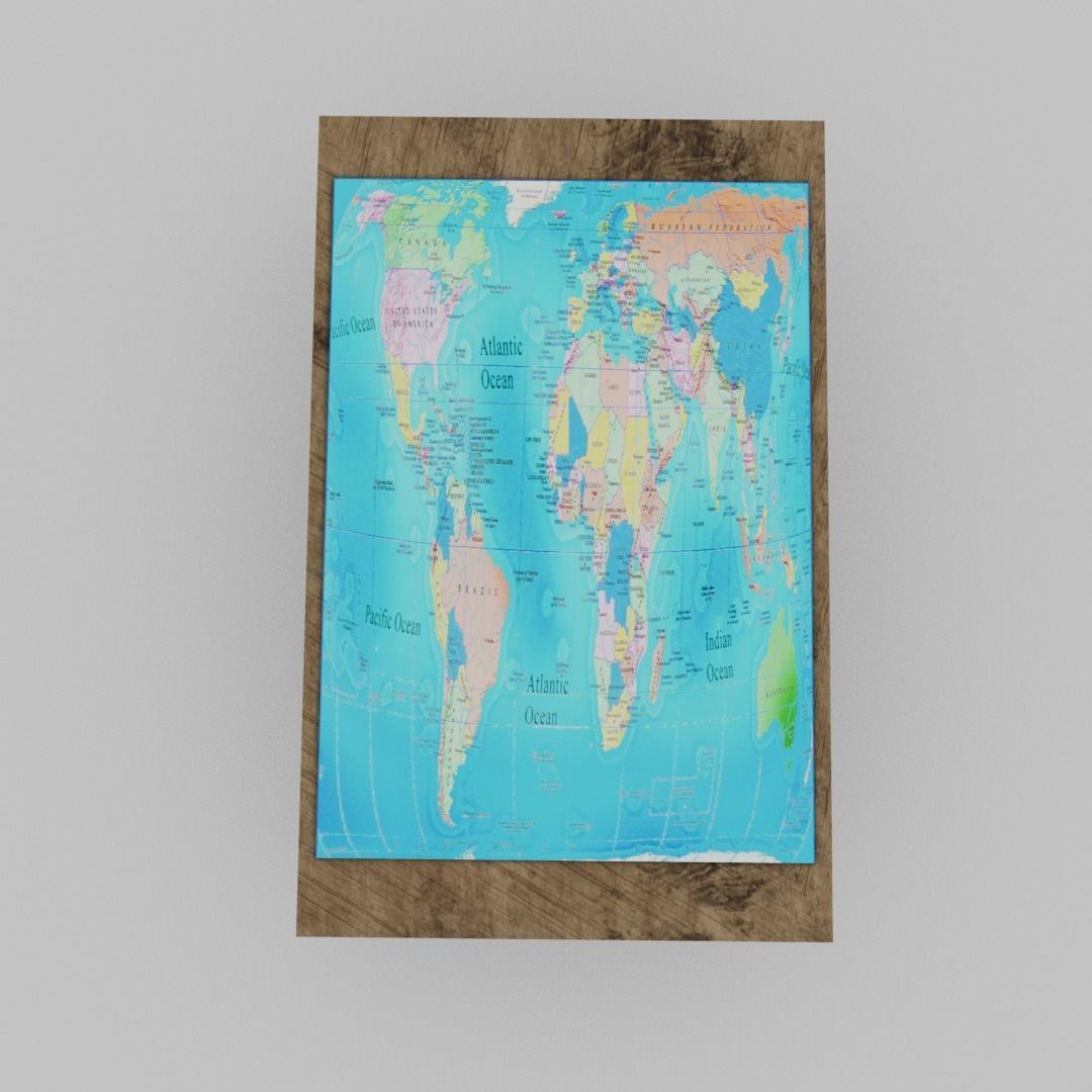 World map table Low-poly 3D model_4
