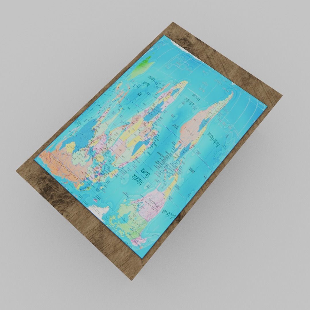 World map table Low-poly 3D model_7
