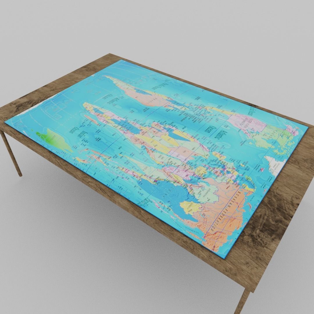 World map table Low-poly 3D model_8