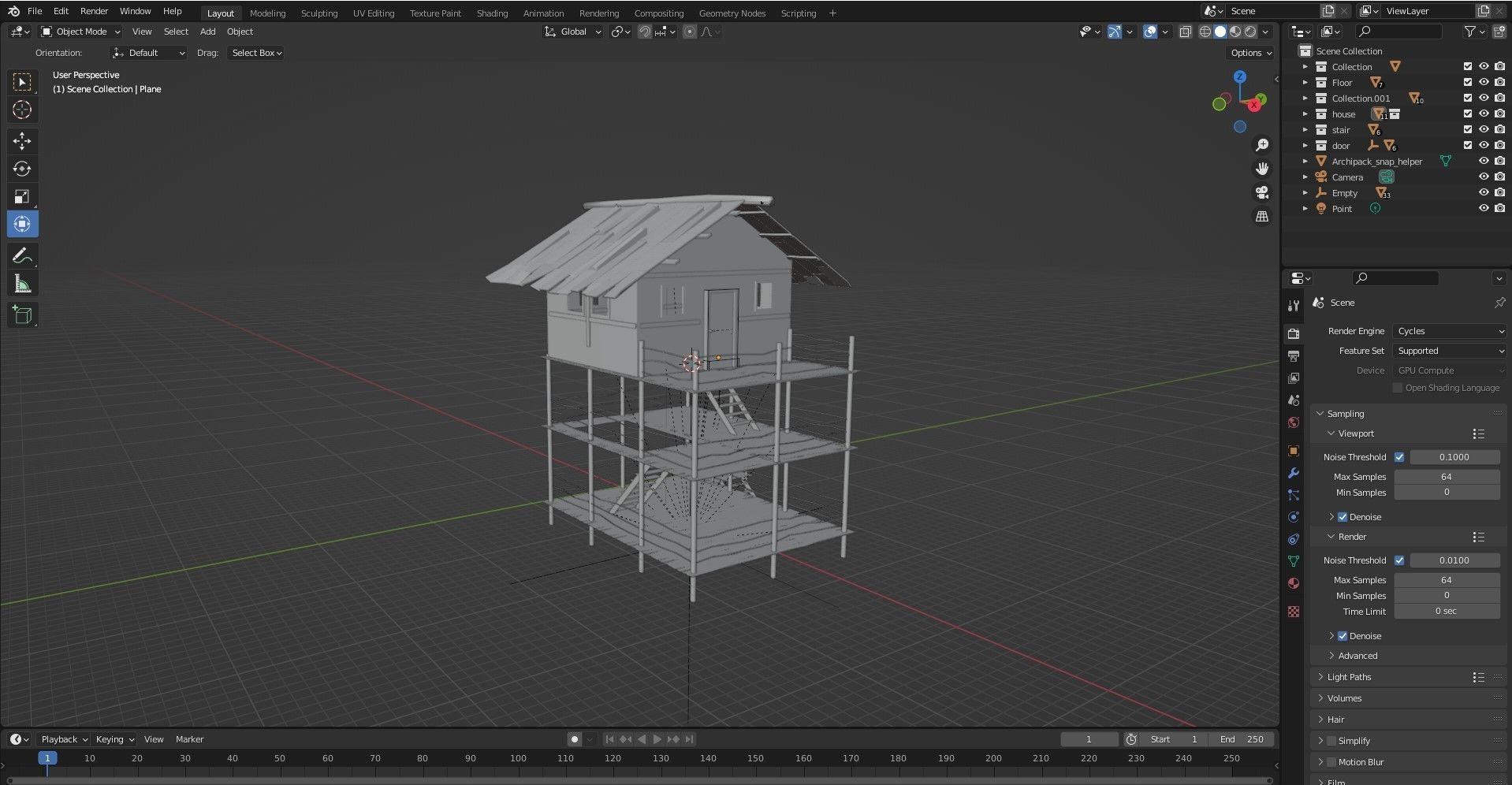 FANTASY MEDIEVAL WOODEN VILLAGE WATCHTOWER HUT low-poly 3D model Free low-poly 3D model_11