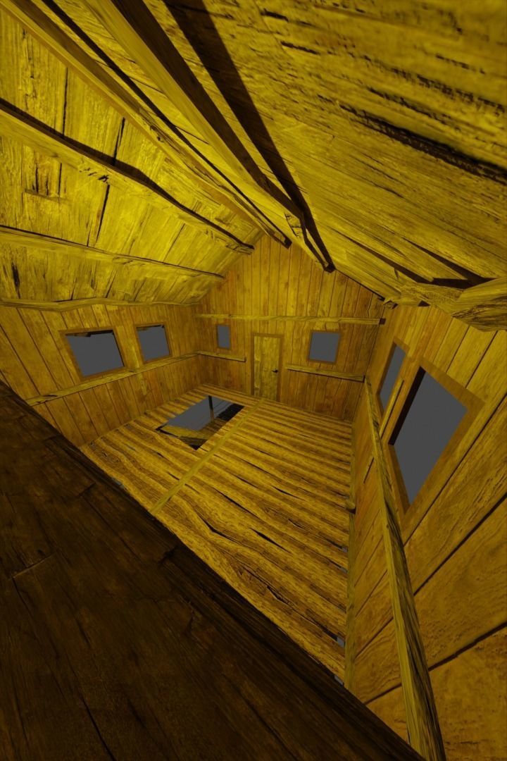 FANTASY MEDIEVAL WOODEN VILLAGE WATCHTOWER HUT low-poly 3D model Free low-poly 3D model_2