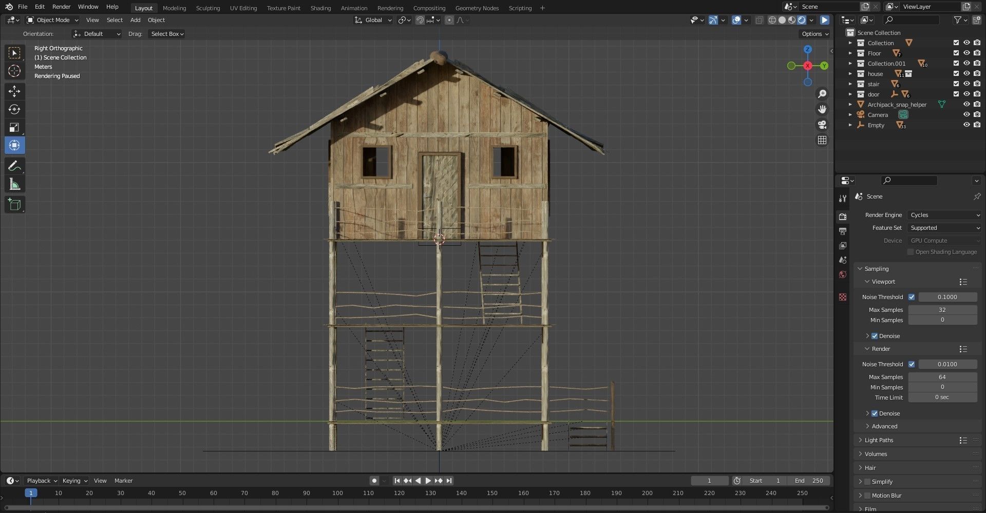 FANTASY MEDIEVAL WOODEN VILLAGE WATCHTOWER HUT low-poly 3D model Free low-poly 3D model_4