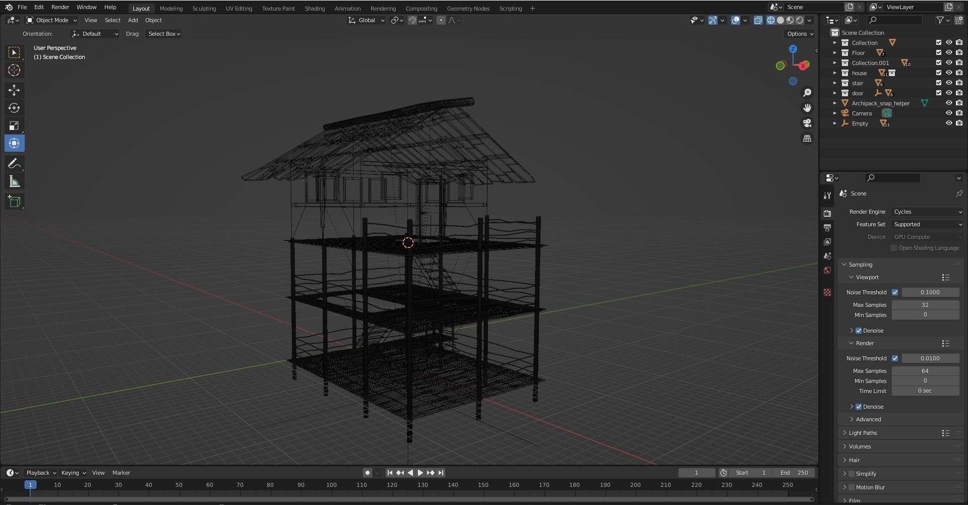 FANTASY MEDIEVAL WOODEN VILLAGE WATCHTOWER HUT low-poly 3D model Free low-poly 3D model_10