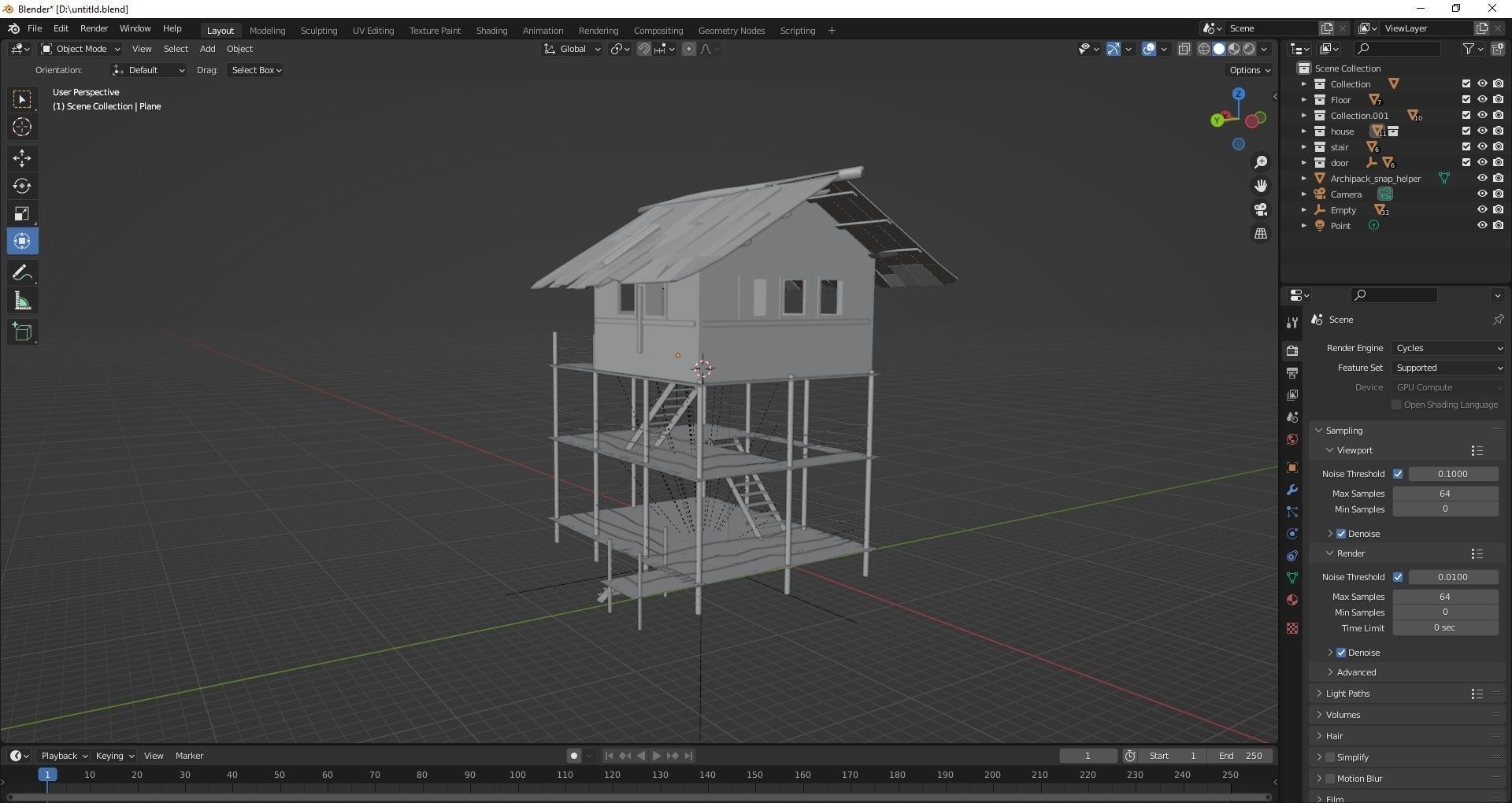 FANTASY MEDIEVAL WOODEN VILLAGE WATCHTOWER HUT low-poly 3D model Free low-poly 3D model_7