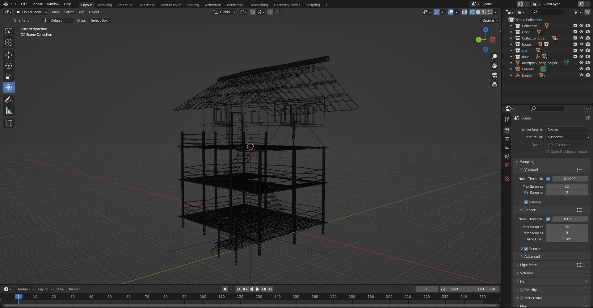 FANTASY MEDIEVAL WOODEN VILLAGE WATCHTOWER HUT low-poly 3D model Free low-poly 3D model_8