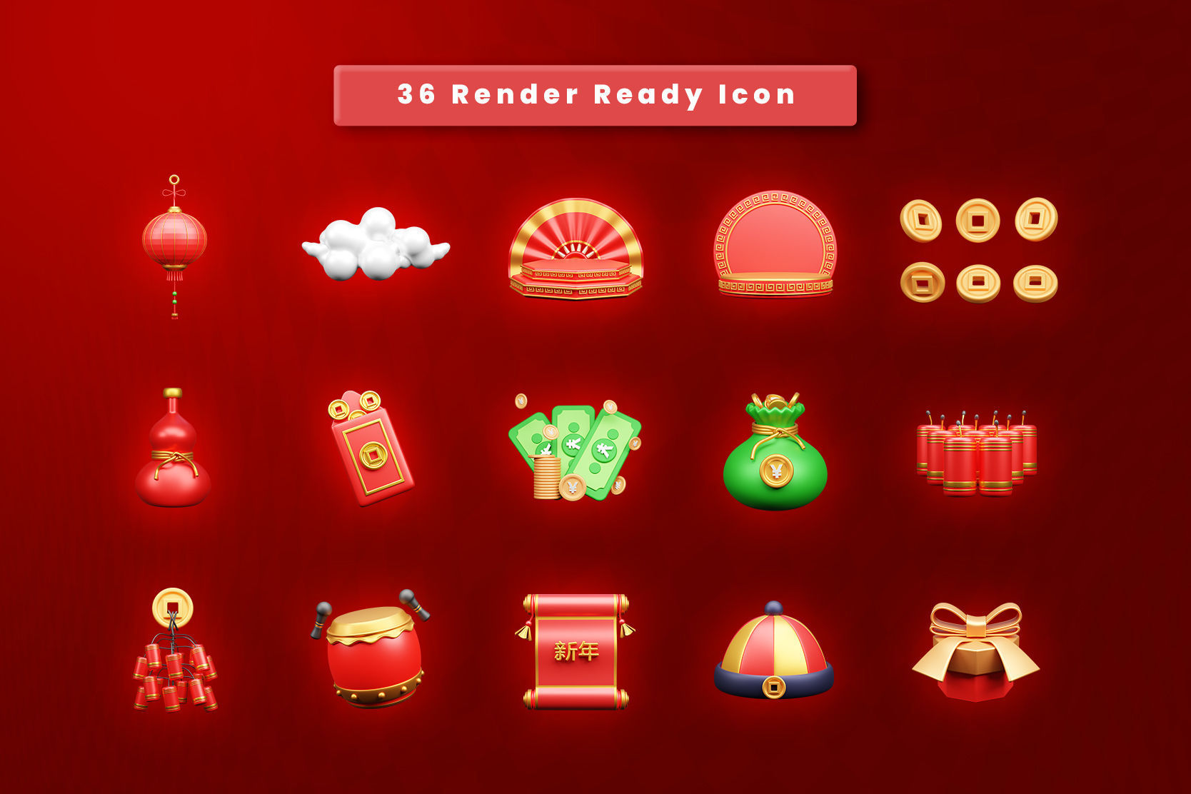 Chinese New Year Icon 3d Illustration  3D model_1