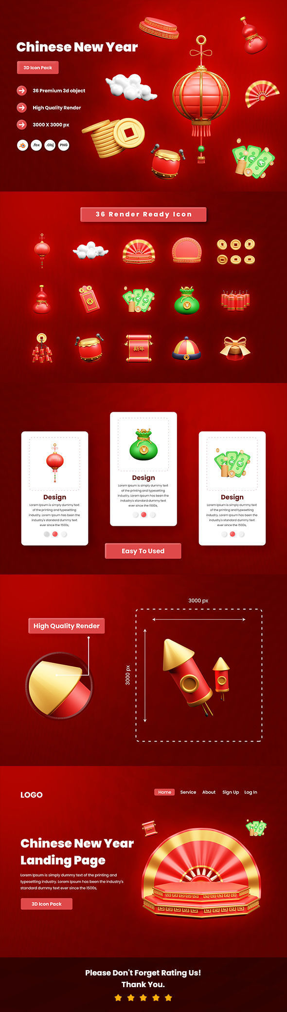 Chinese New Year Icon 3d Illustration  3D model_5