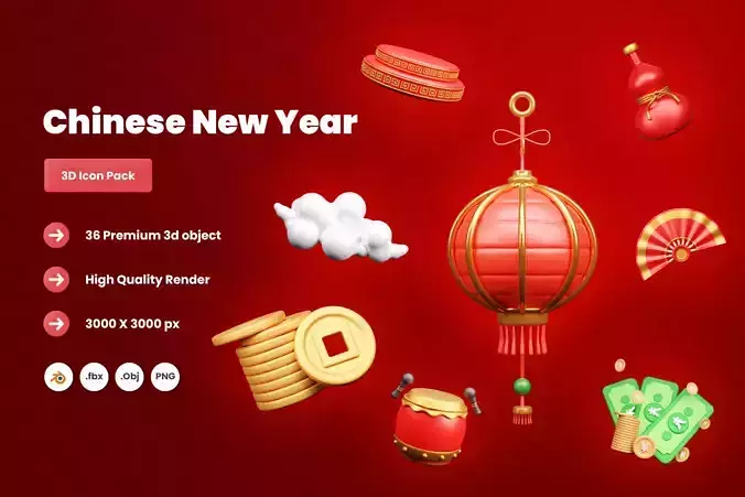 Chinese New Year Icon 3d Illustration 