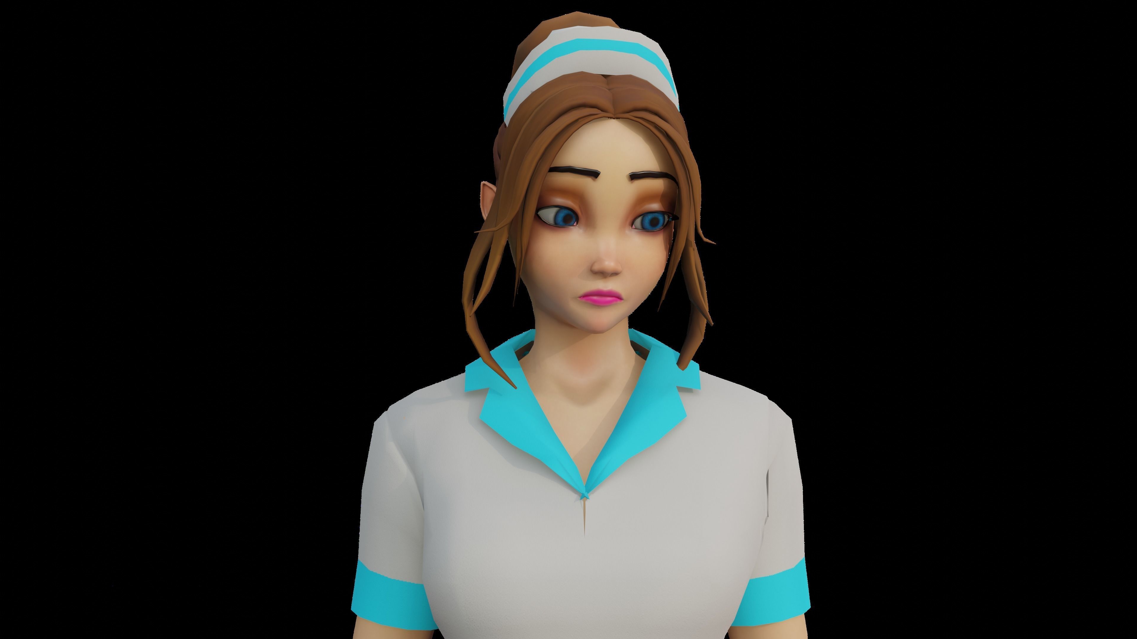 Cartoon Nurse Female Rigged Animated Blender with Unity  Low-poly 3D model_5