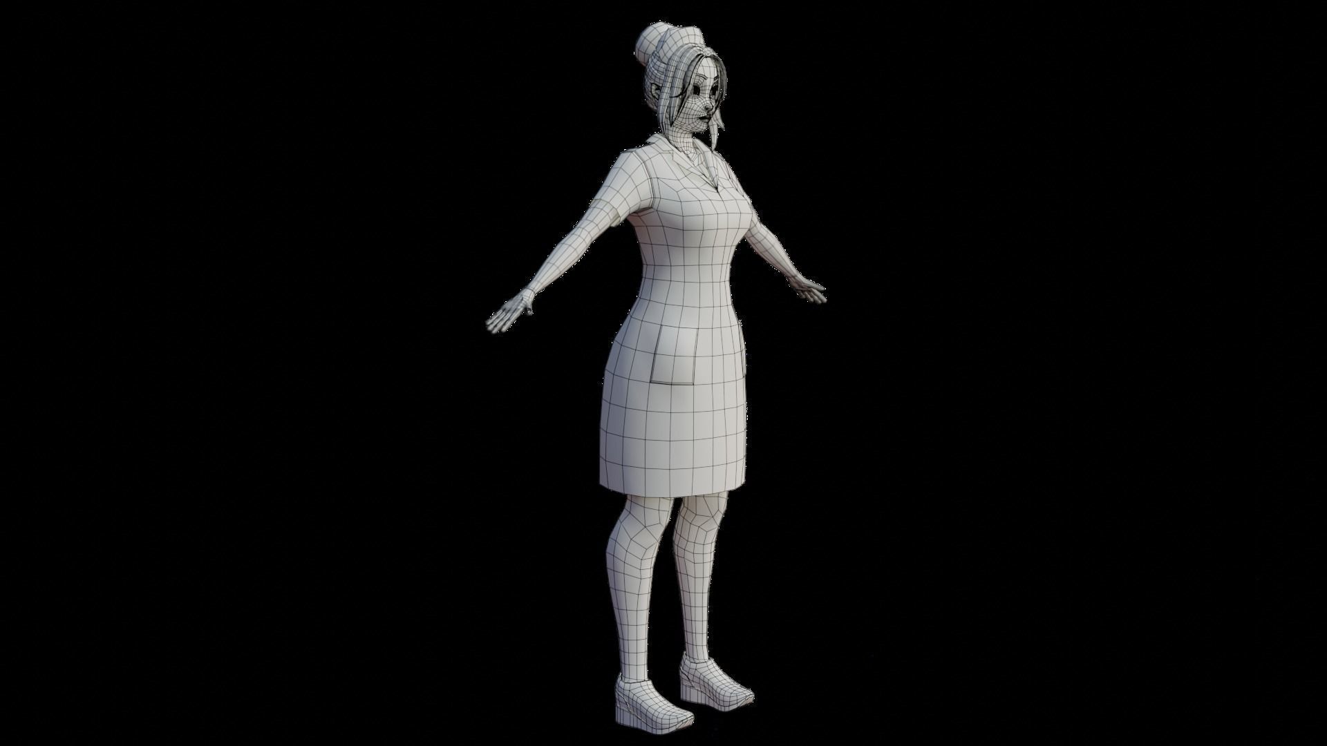 Cartoon Nurse Female Rigged Animated Blender with Unity  Low-poly 3D model_16