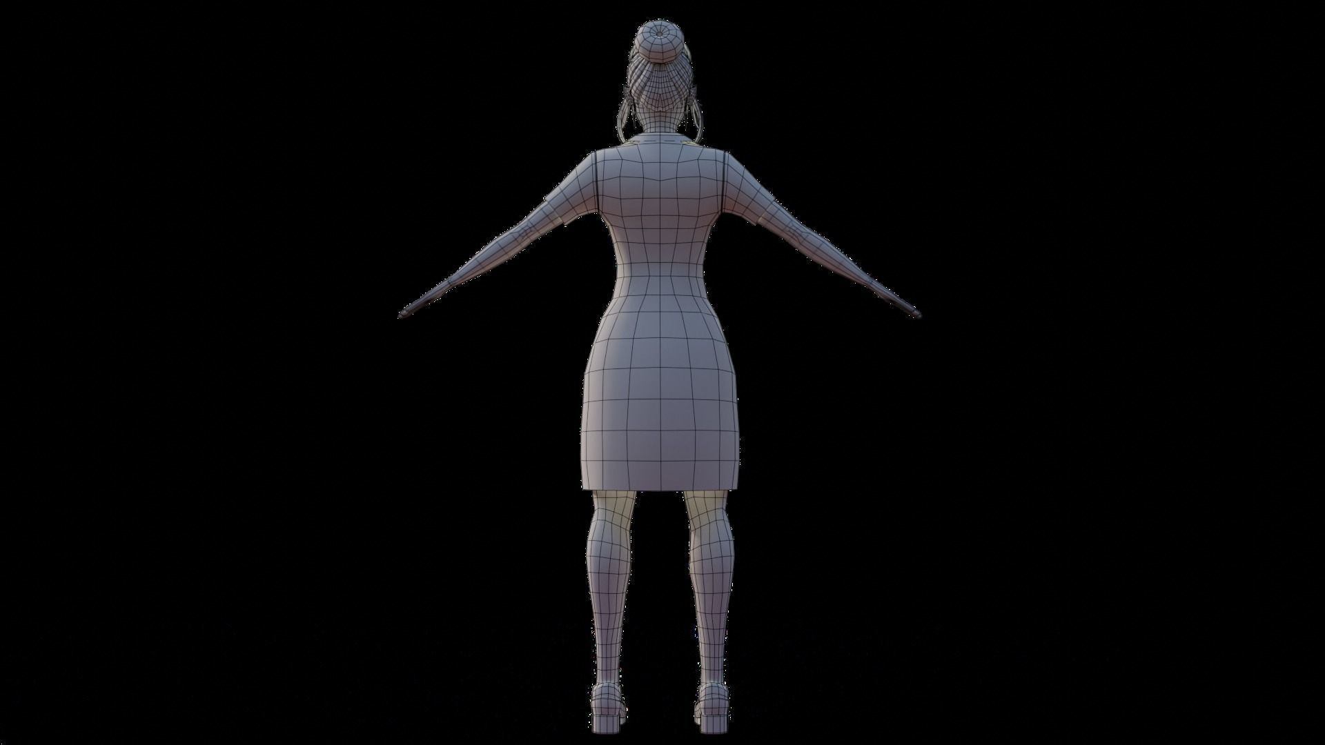 Cartoon Nurse Female Rigged Animated Blender with Unity  Low-poly 3D model_15