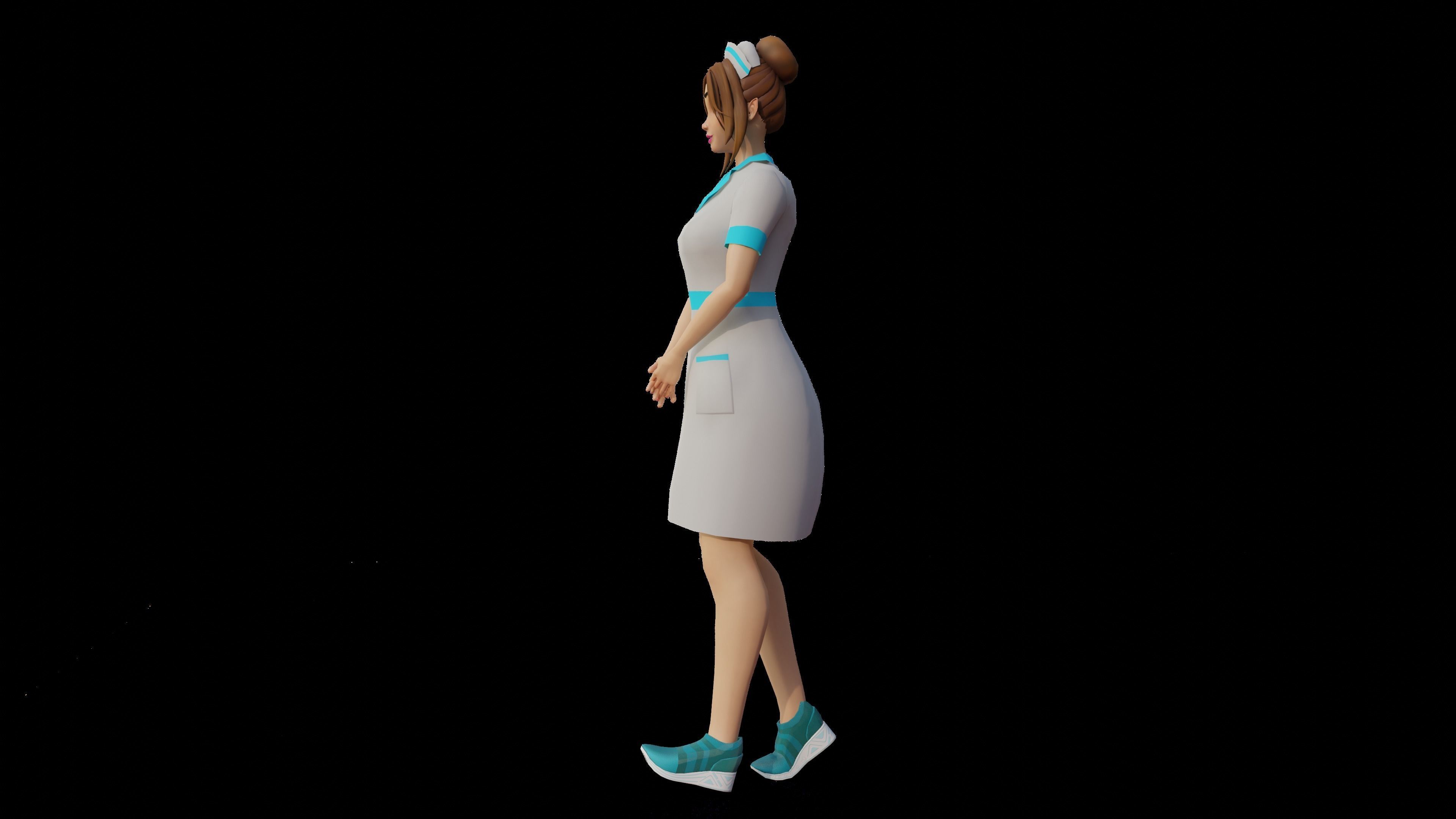 Cartoon Nurse Female Rigged Animated Blender with Unity  Low-poly 3D model_8