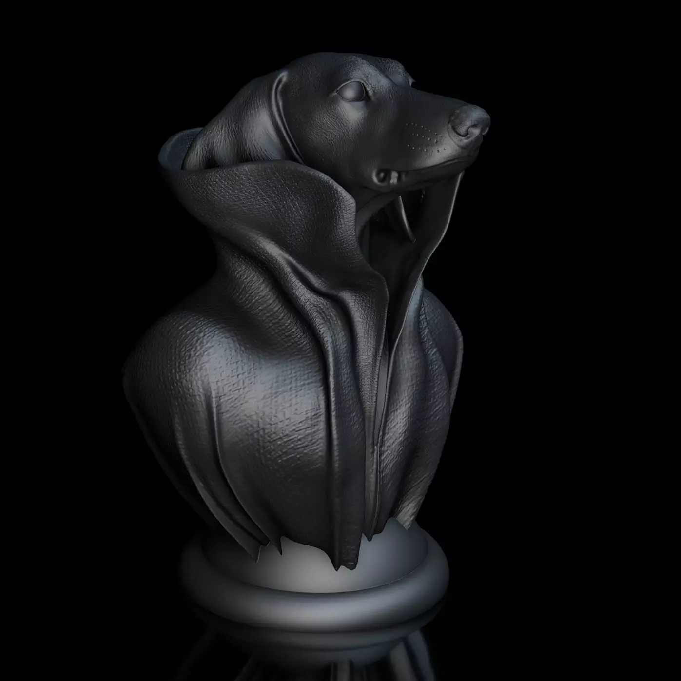 Dachshund with Collar Cape on Pedestal 3D print model_0