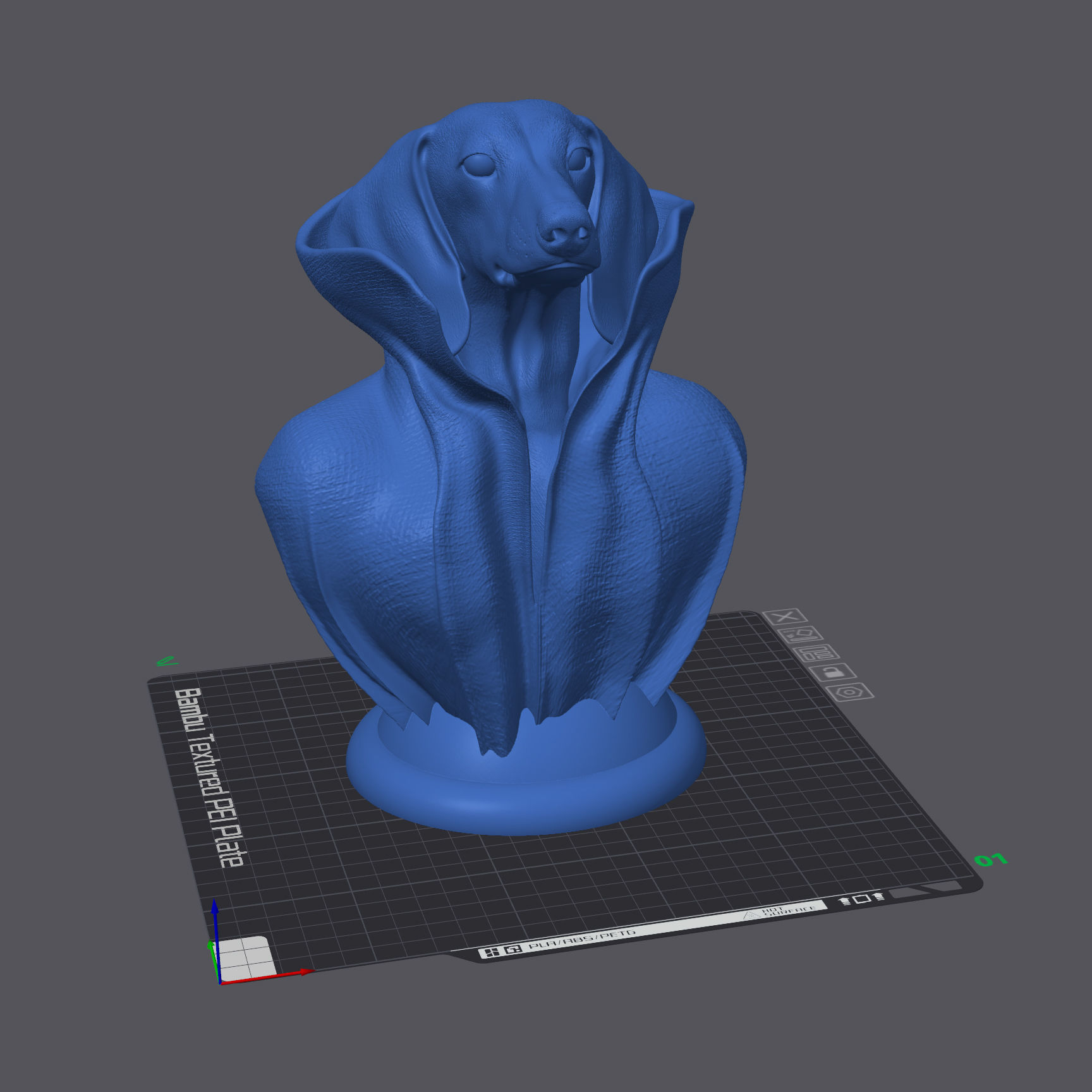 Dachshund with Collar Cape on Pedestal 3D print model_5