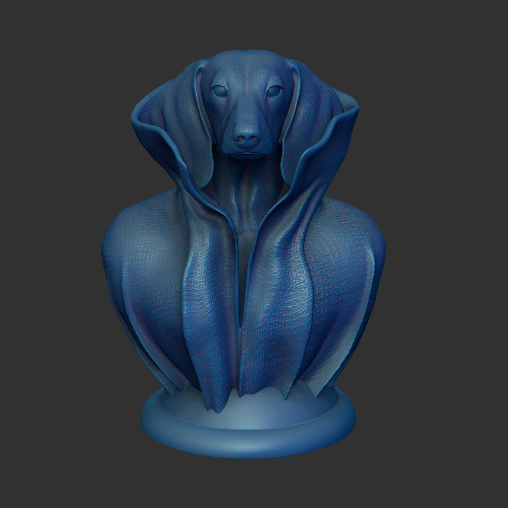 Dachshund with Collar Cape on Pedestal 3D print model_2
