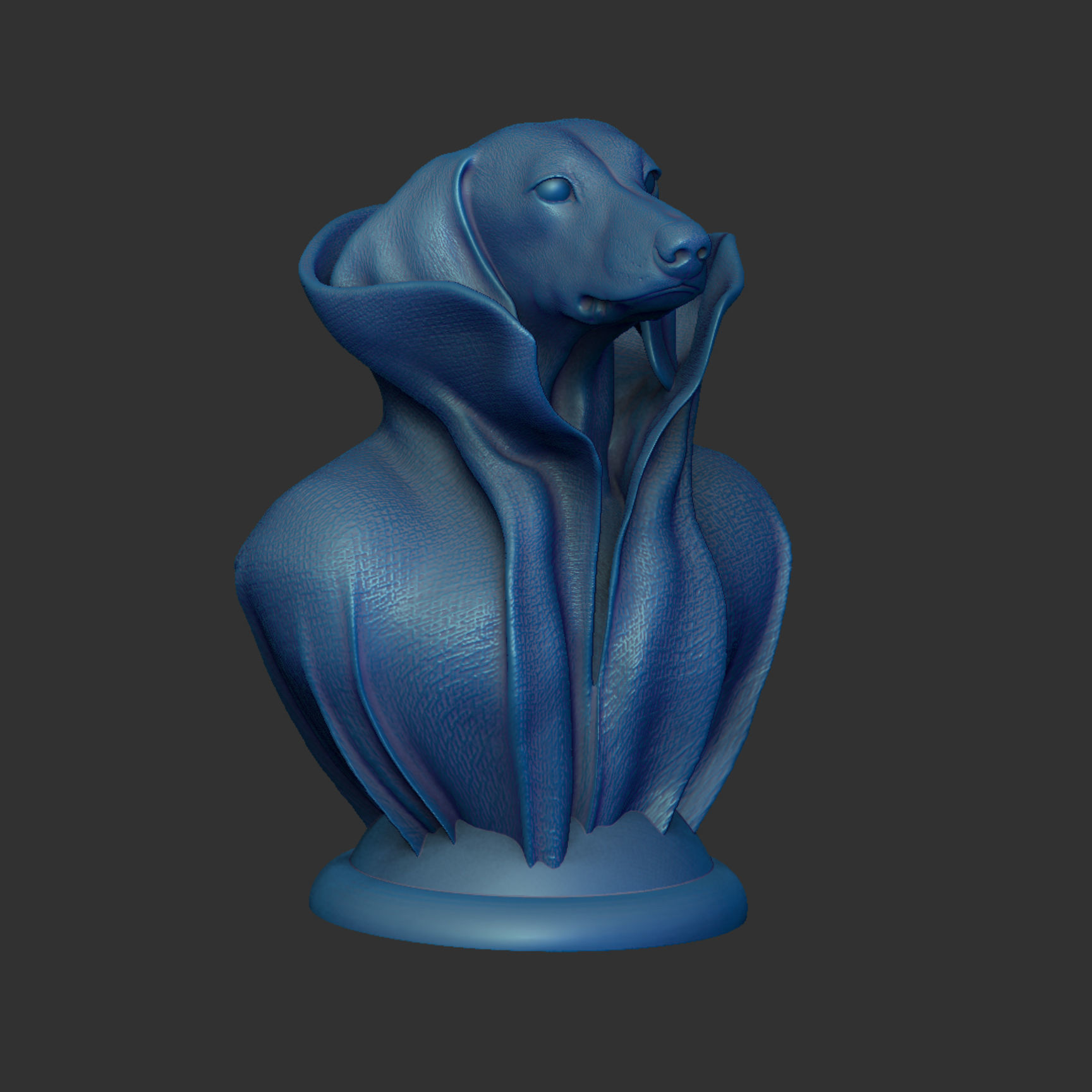 Dachshund with Collar Cape on Pedestal 3D print model_4