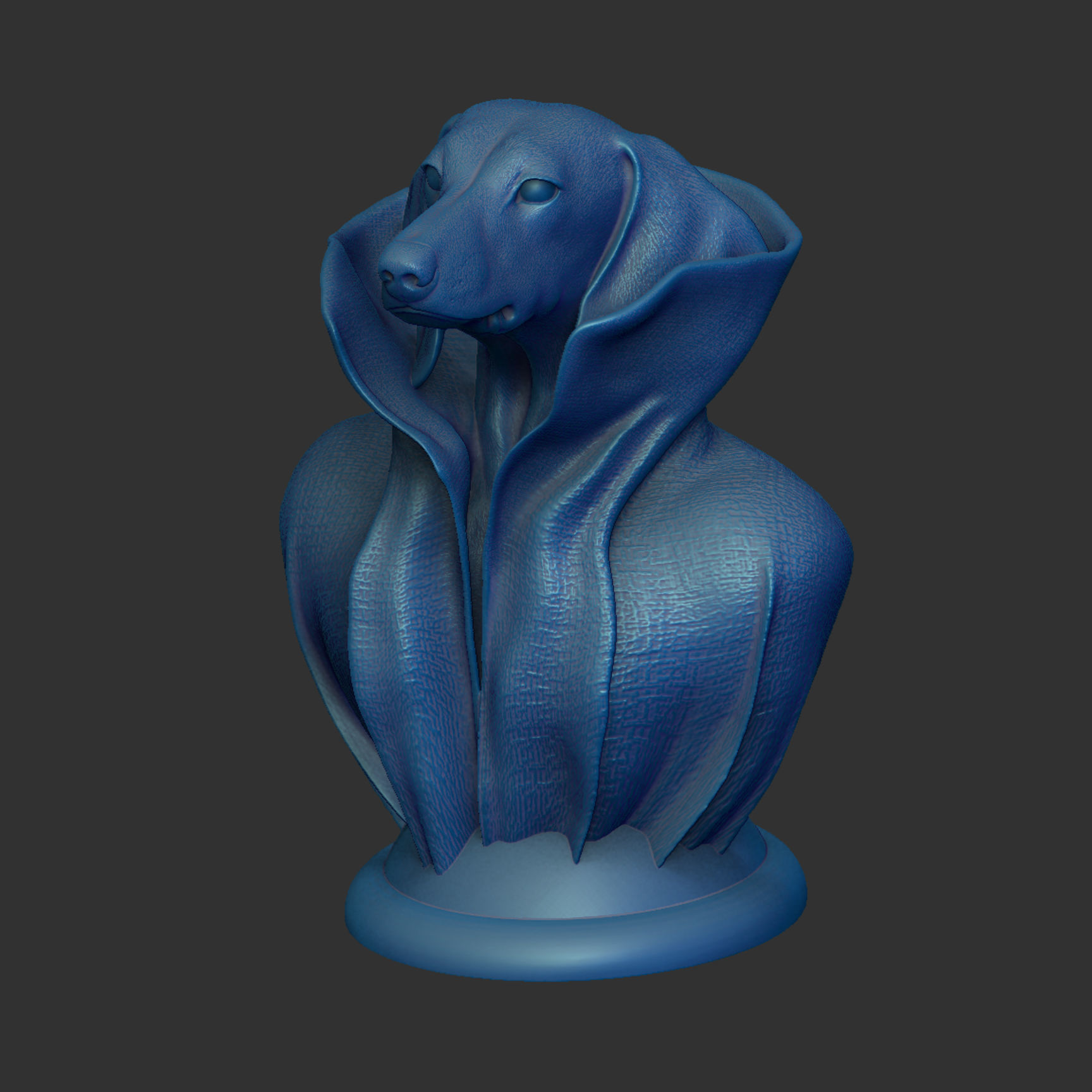 Dachshund with Collar Cape on Pedestal 3D print model_9