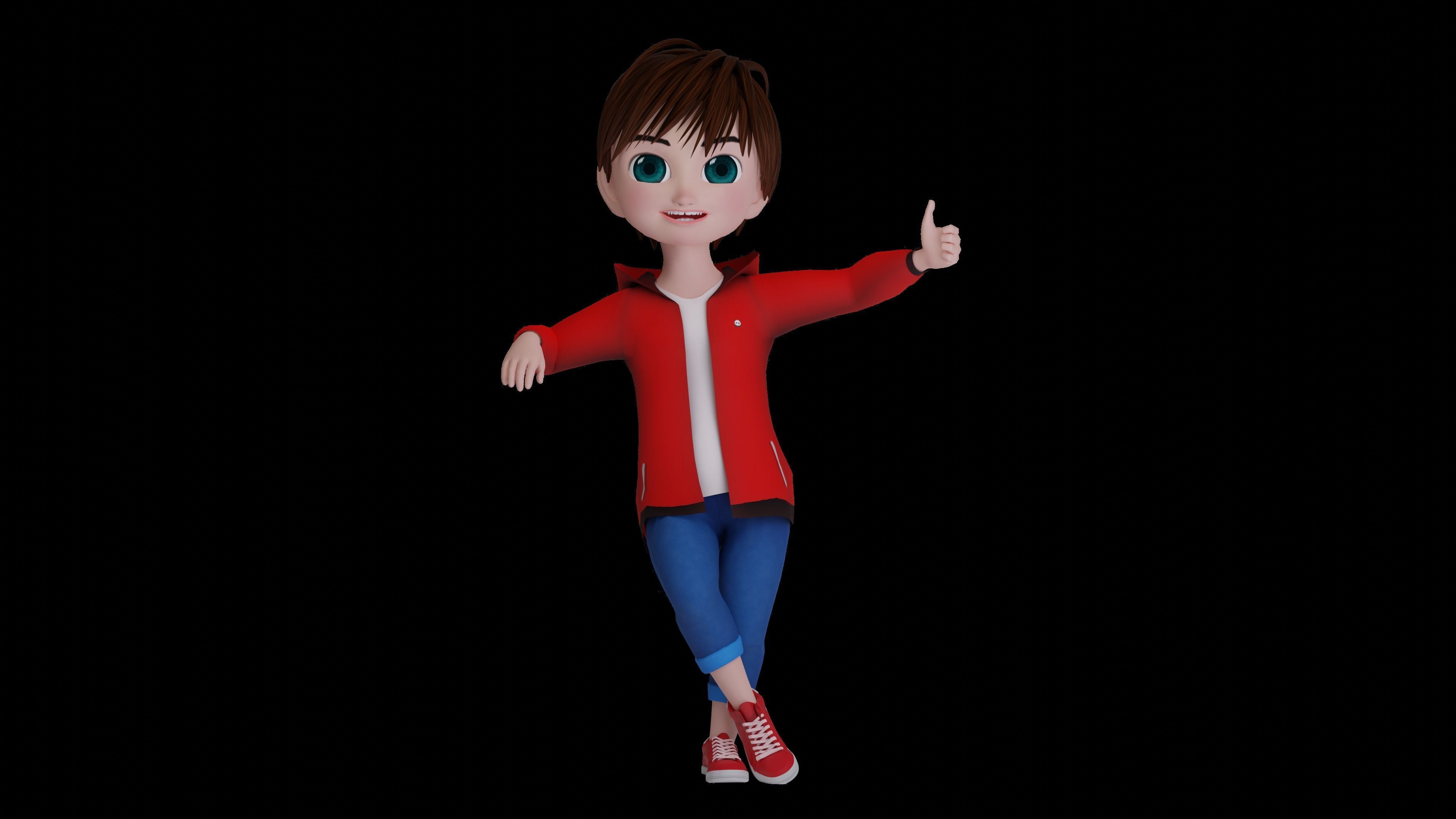 Cartoon Boy jacket Rigged Animated with Unity Low-poly 3D model_10