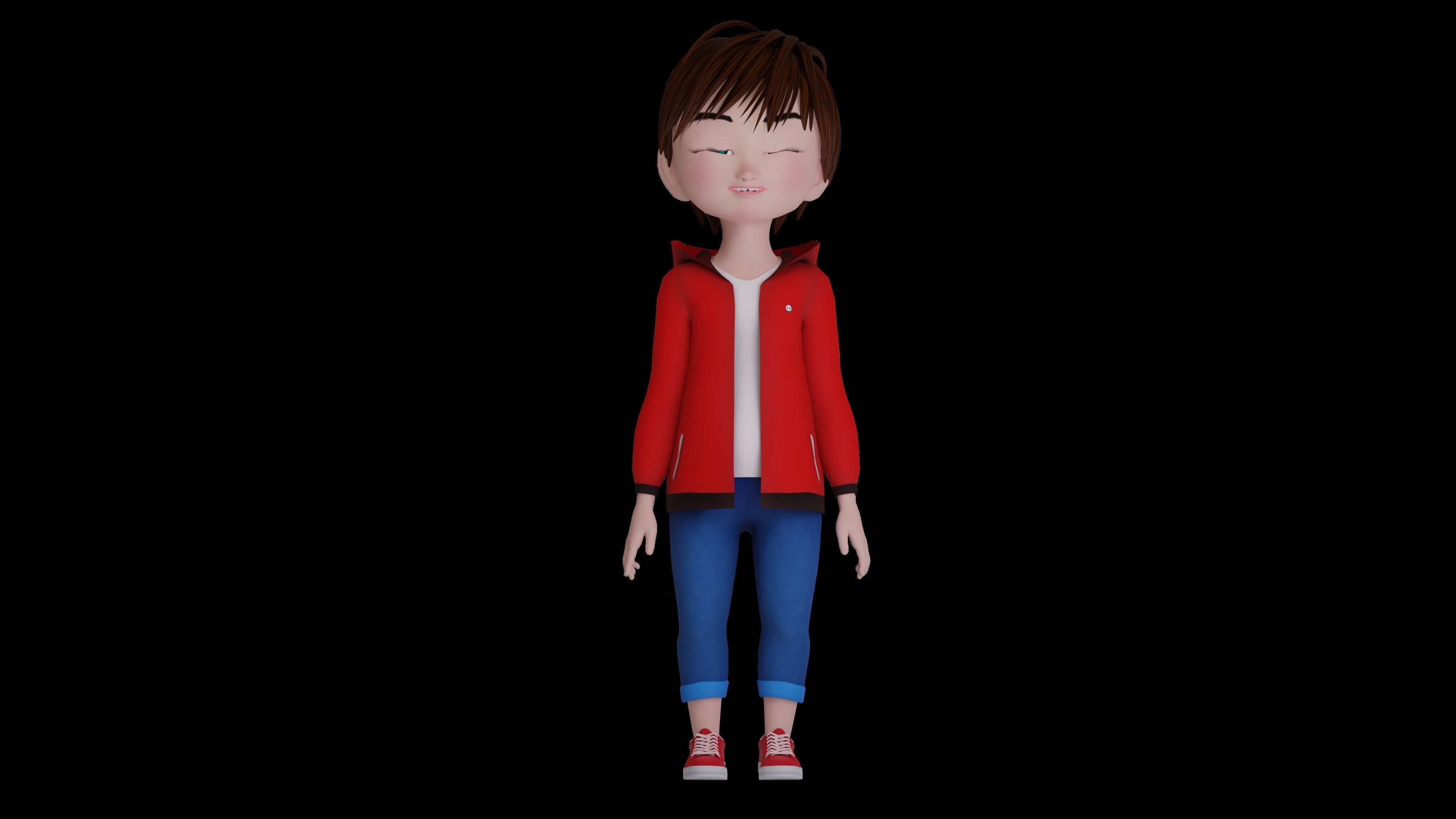 Cartoon Boy jacket Rigged Animated with Unity Low-poly 3D model_14
