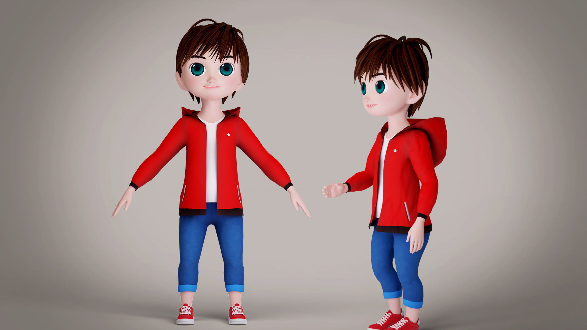 Cartoon Boy jacket Rigged Animated with Unity Low-poly 3D model_6