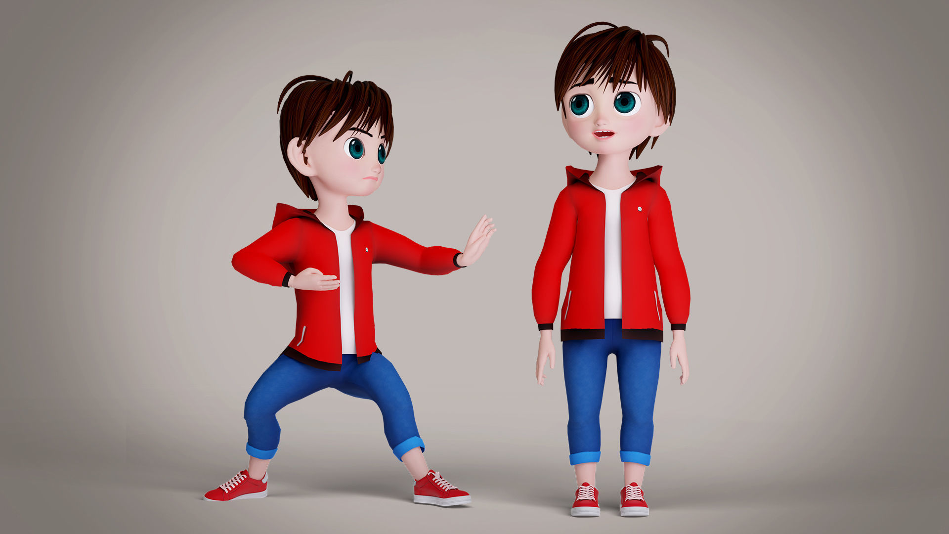 Cartoon Boy jacket Rigged Animated with Unity Low-poly 3D model_3