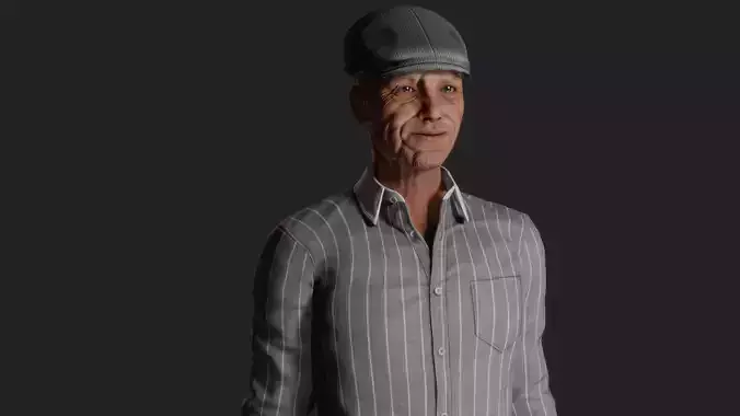 Realistic 3D Model of a Stylish Elderly Gentleman