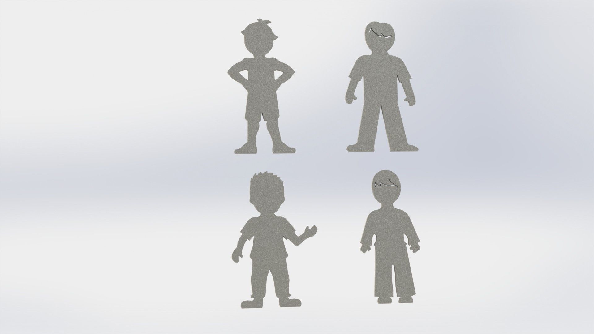 Children figurines for coloring 3D print model_1