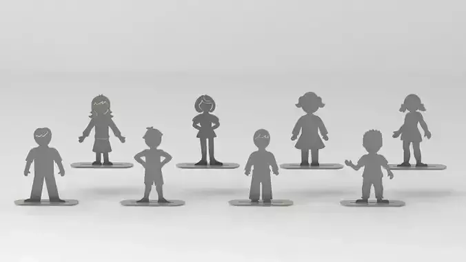 Children figurines for coloring 3D print model