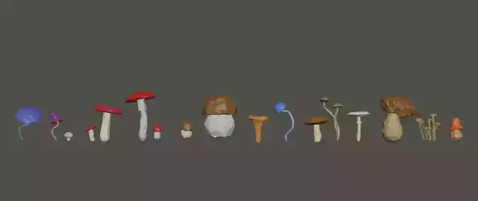  Low poly mushrooms