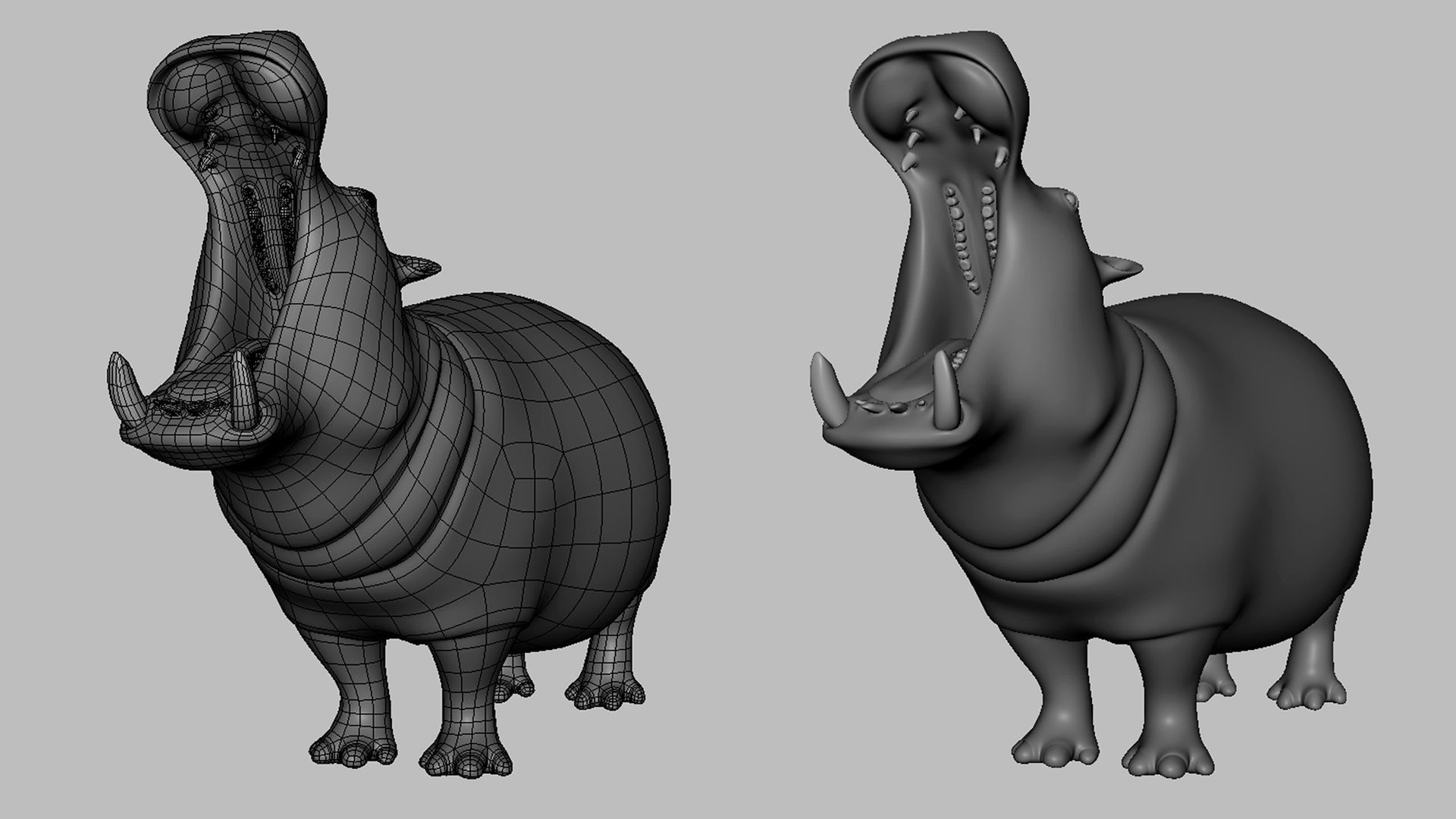 Hippopotamus Basemesh Low-poly 3D model_2