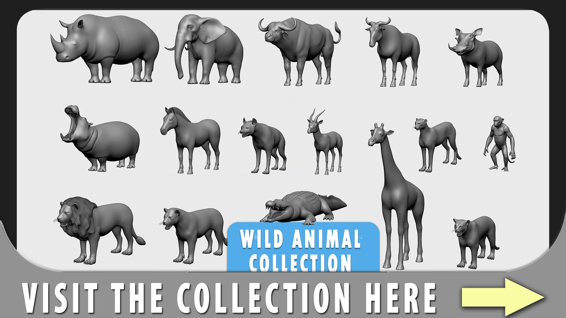 Hippopotamus Basemesh Low-poly 3D model_6