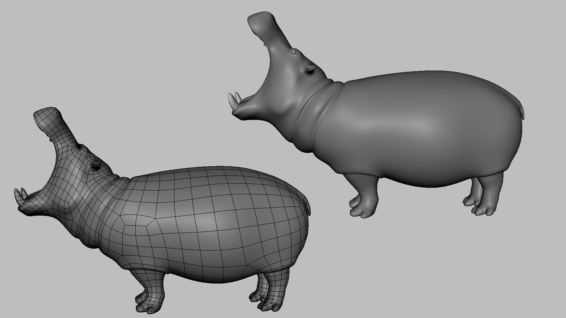 Hippopotamus Basemesh Low-poly 3D model_3