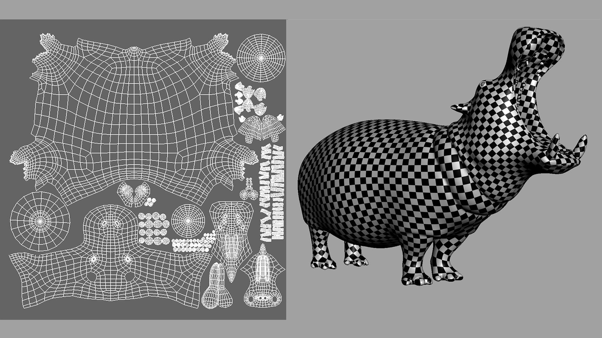 Hippopotamus Basemesh Low-poly 3D model_5
