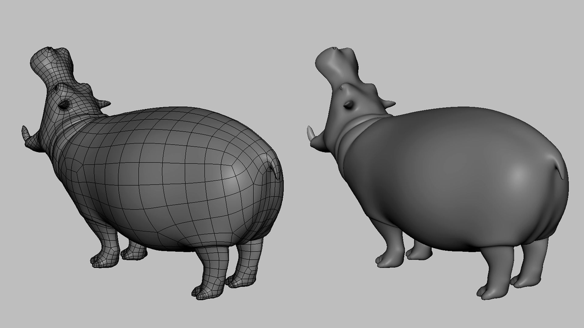 Hippopotamus Basemesh Low-poly 3D model_4