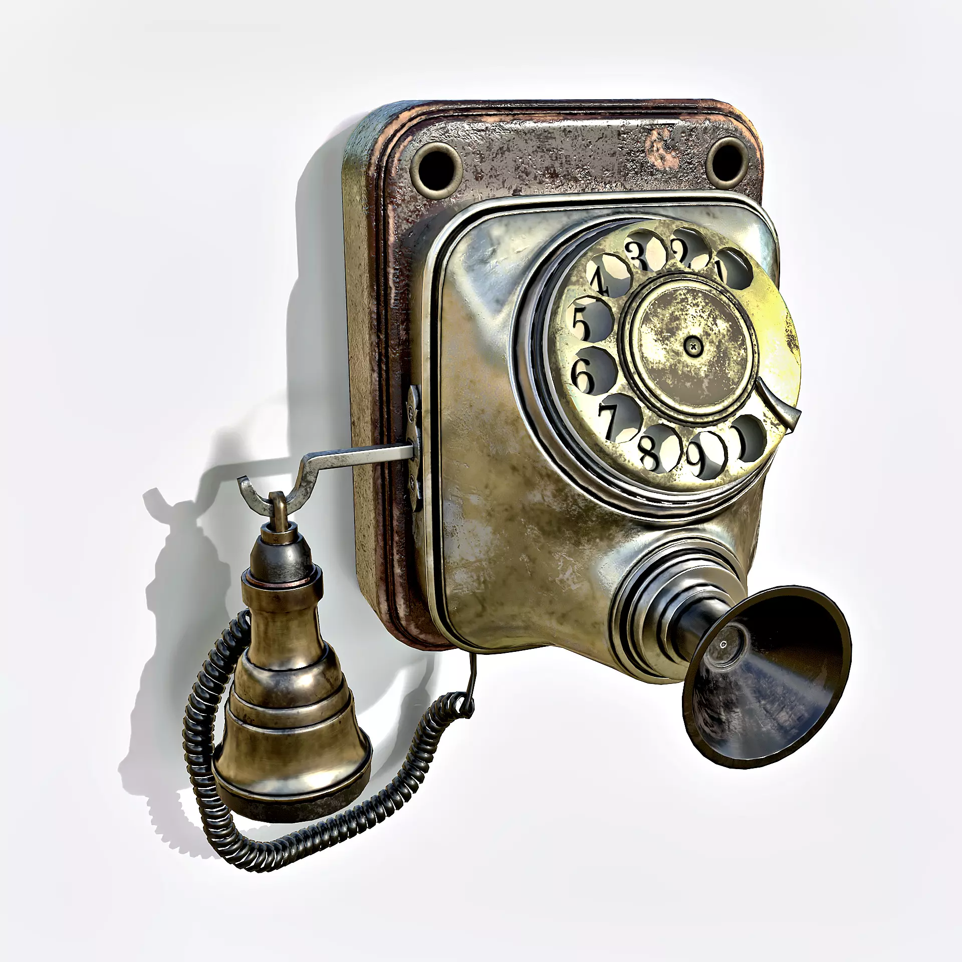 Antique telephone Low-poly 3D model_0